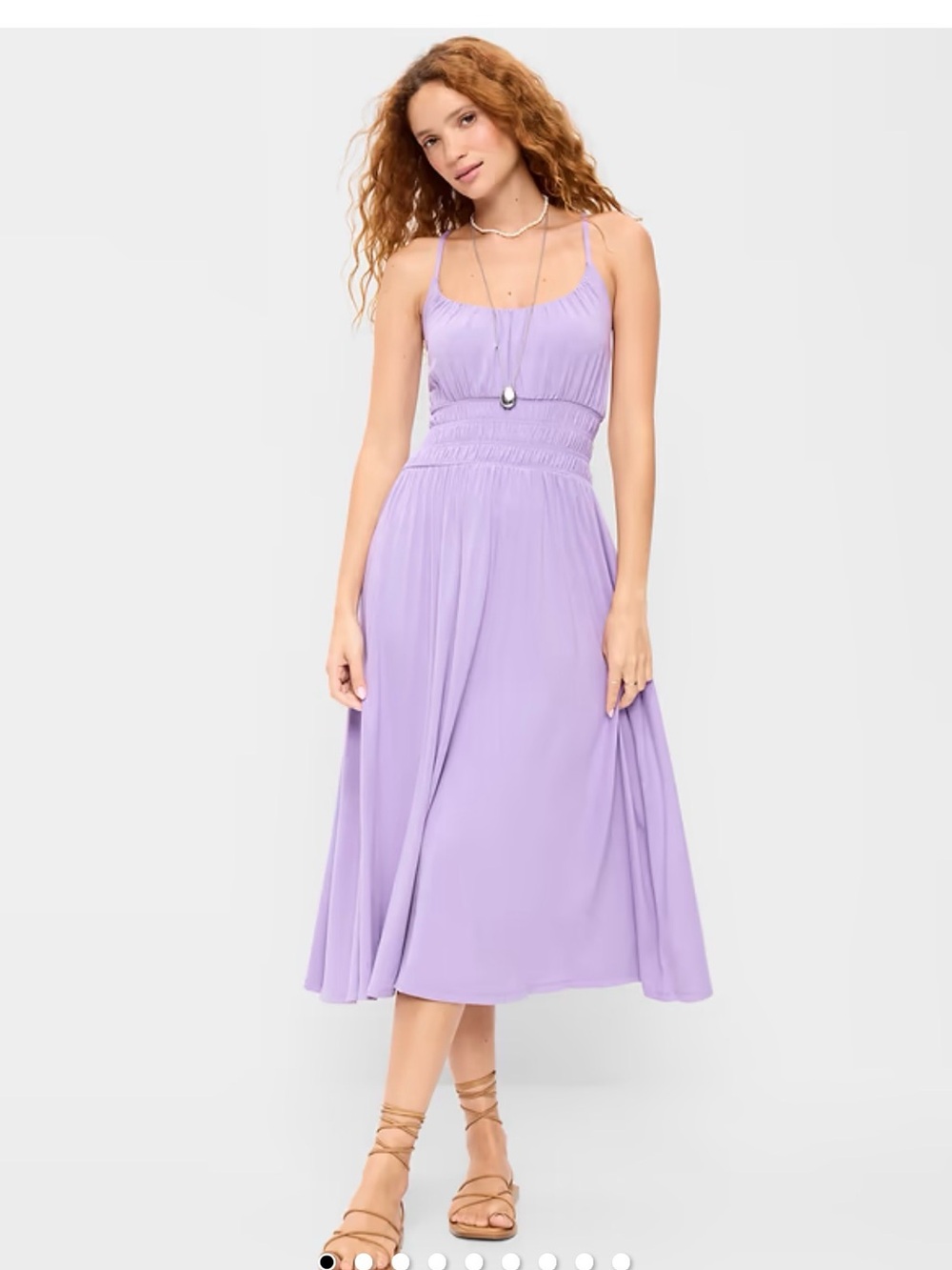 Old Navy Lilac Smocked Midi Dress with Adjustable Straps